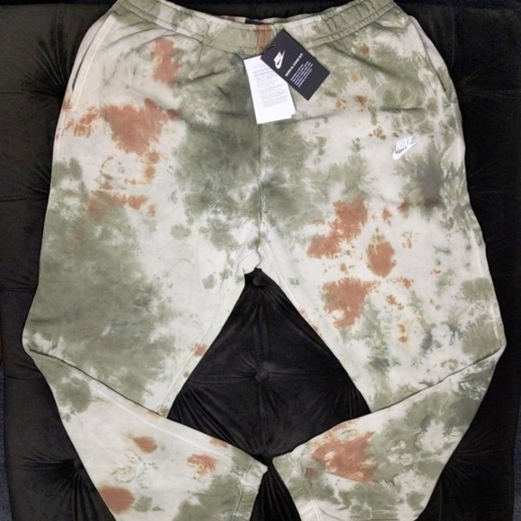 Nike Pants XL XXL Terry Knit Cotton Natural  Tye Dye Lightweight Olive Neutral - Picture 4 of 6